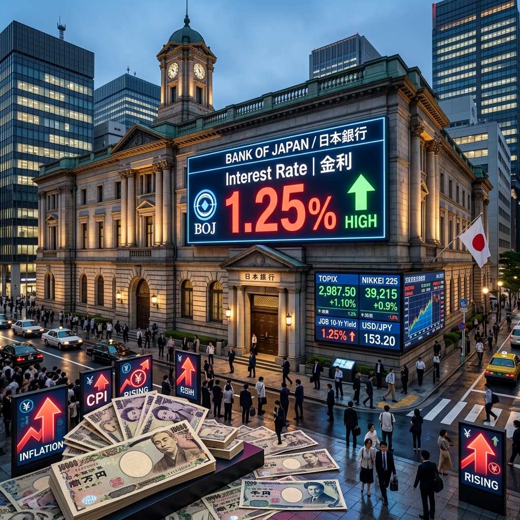 Bank of Japan Raises Interest Rate to 1.25% as Inflation Risks Grow